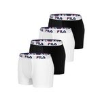 FILA Lot de 4 Boxers Coton homme FU5016 Uni. Coloris disponibles : Noir