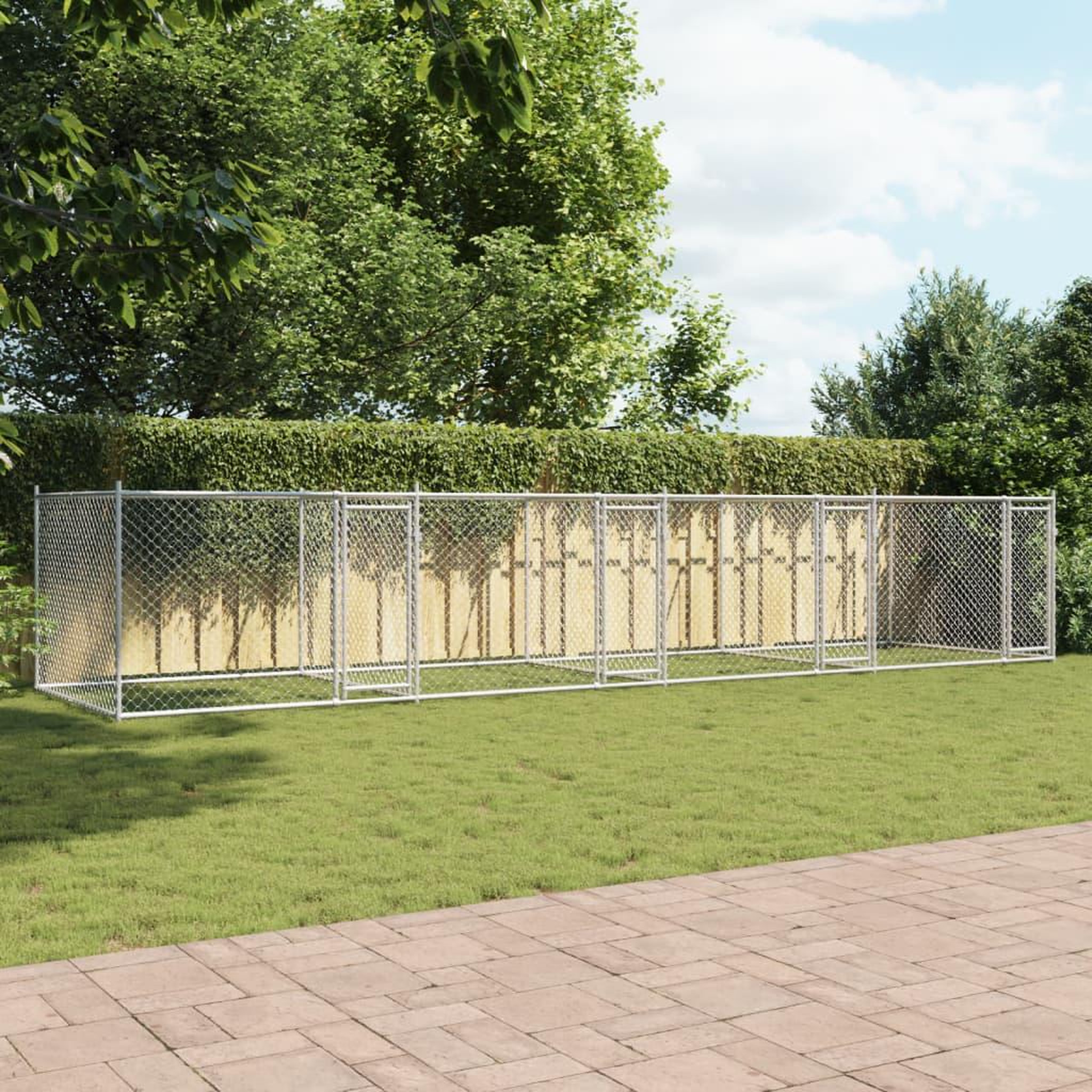 Voir la diapositive 3 : VIDAXL Cage pour chien avec portes gris 8x2x1,5 m acier galvanise