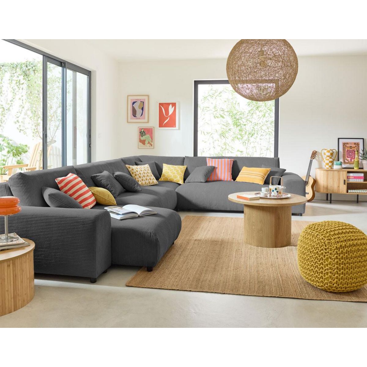 LISA DESIGN Garance - module d'assise méridienne gauche - en velours côtelé