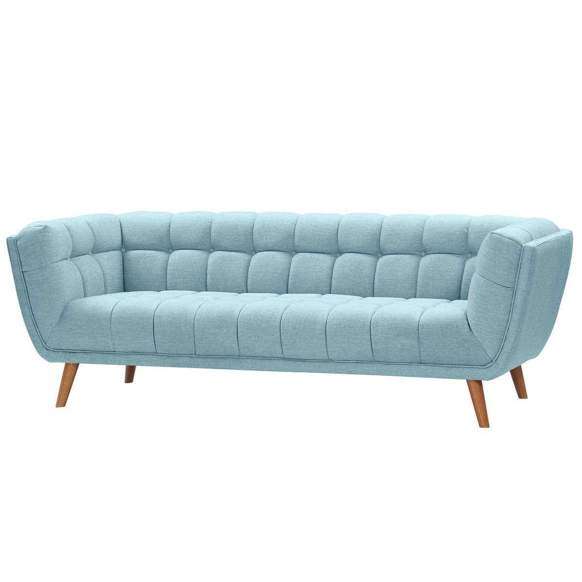 Rendez vous déco Canapé 3 places capitonné en tissu gris - Carmen