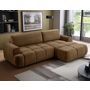 Voir la diapositive 1 : BEST MOBILIER Leonie - canapé d'angle droit 4 places convertible avec coffre en velours texturé
