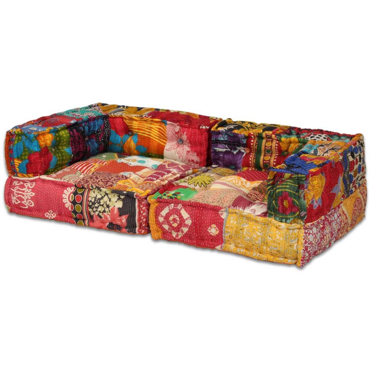 VIDAXL Pouf modulaire a 2 places Patchwork Tissu