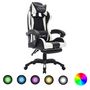 Voir la diapositive 1 : VIDAXL Fauteuil de jeux video avec LED RVB Blanc et noir Similicuir