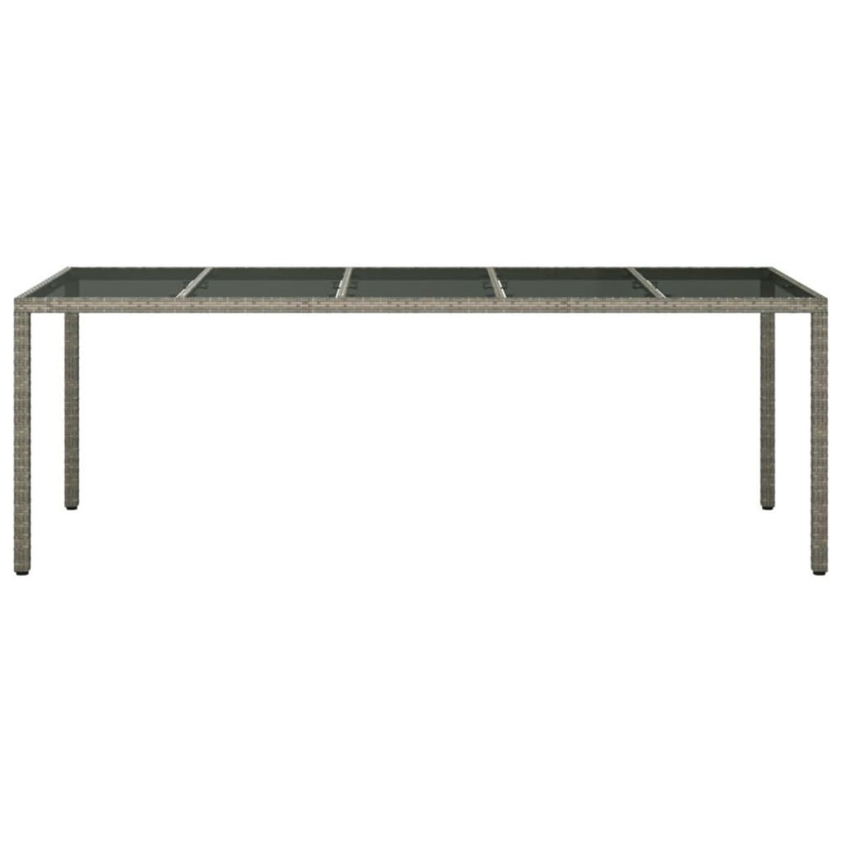 VIDAXL Table de jardin gris 250x100x75 cm Verre trempe et poly rotin