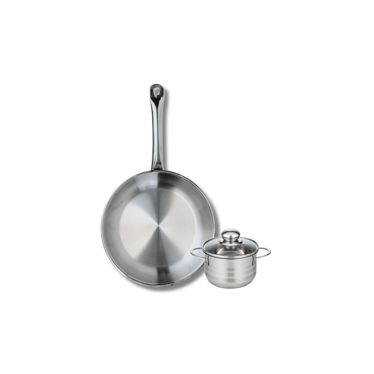 666 Barcelona Ensemble de 1 Poêle de cuisson 28 cm et 1 faitout 12 cm Elo Profi Brillant