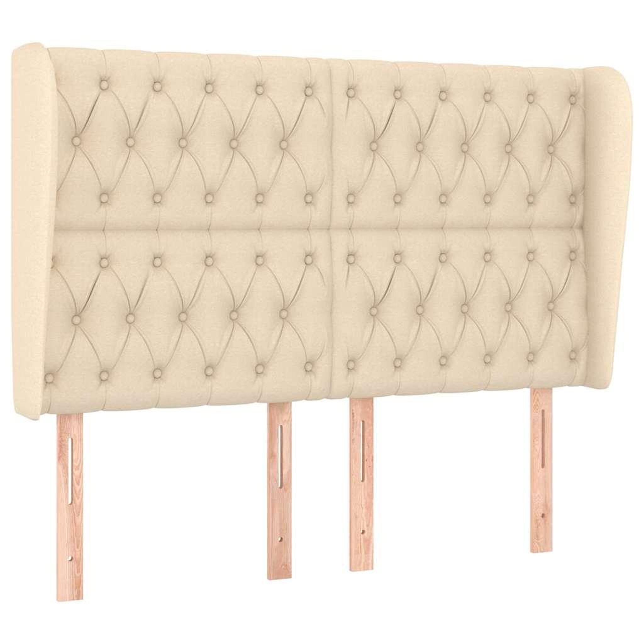 VIDAXL Tete de lit avec oreilles creme 147x23x118/128 cm tissu