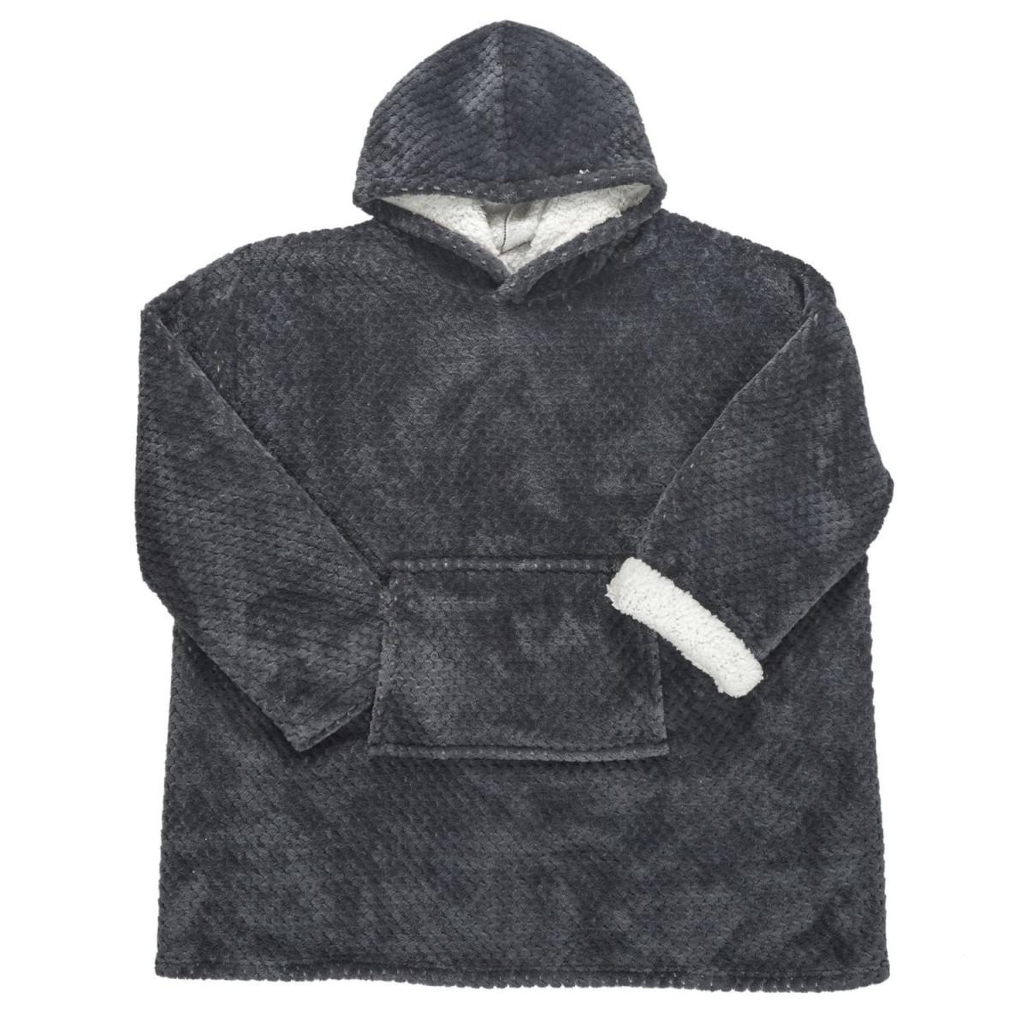 The Home Deco Factory Plaid sweat à capuche  fausse fourrure  85x115cm gris foncé