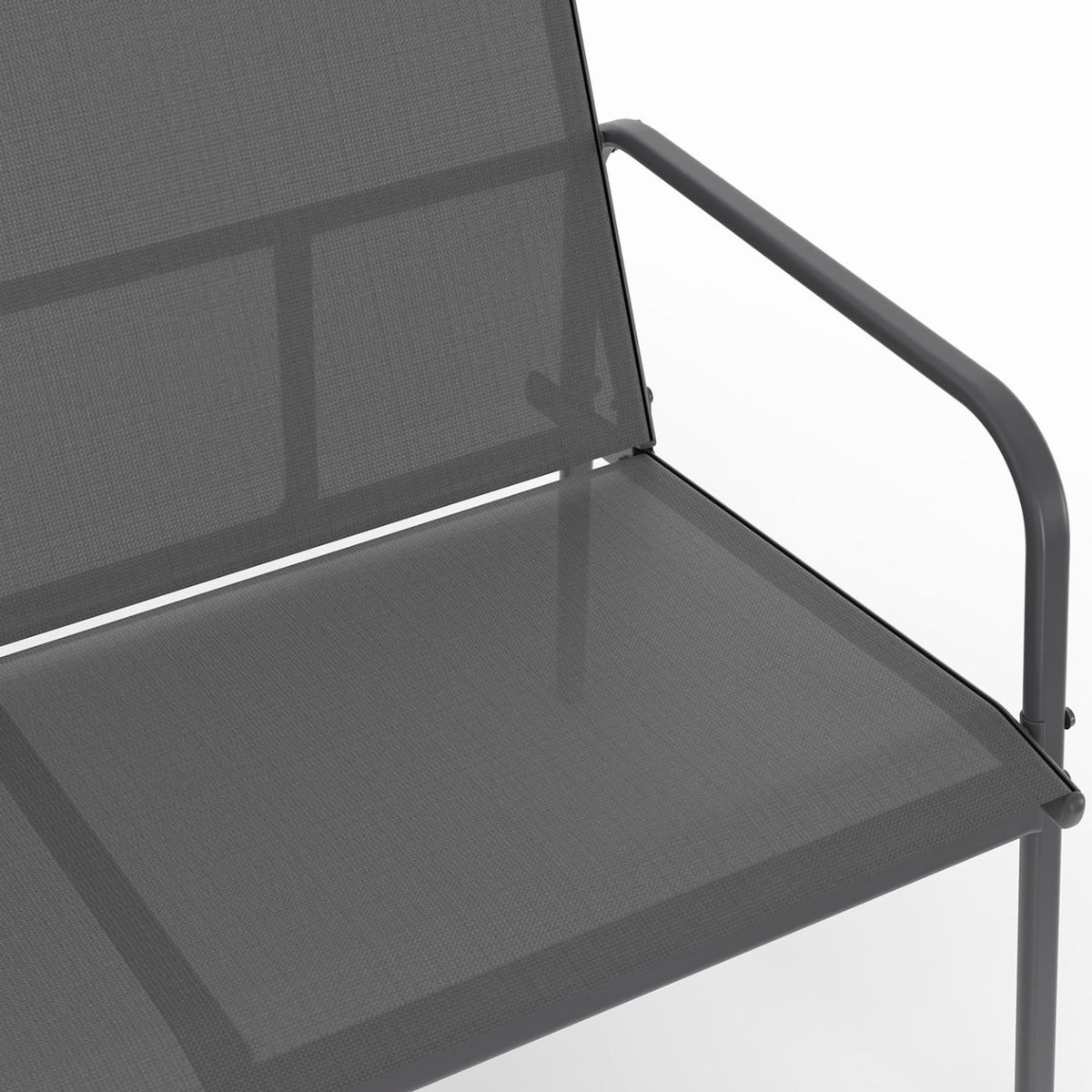ID MARKET Salon de jardin bas TOLEDE 4 places avec canapé, fauteuils et table gris anthracite