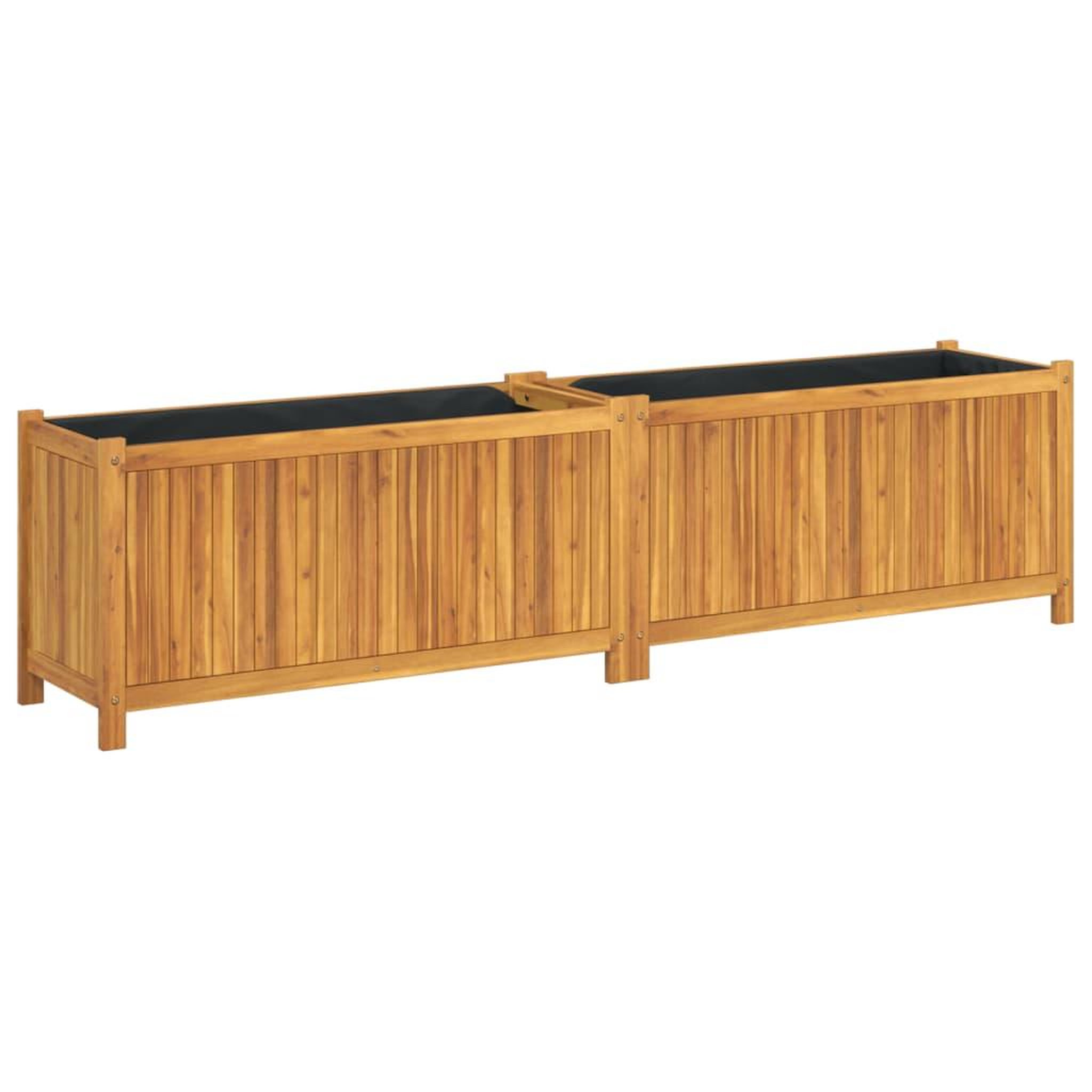 Voir la diapositive 2 : VIDAXL Jardiniere avec doublure 199x38,5x50 cm bois massif d'acacia