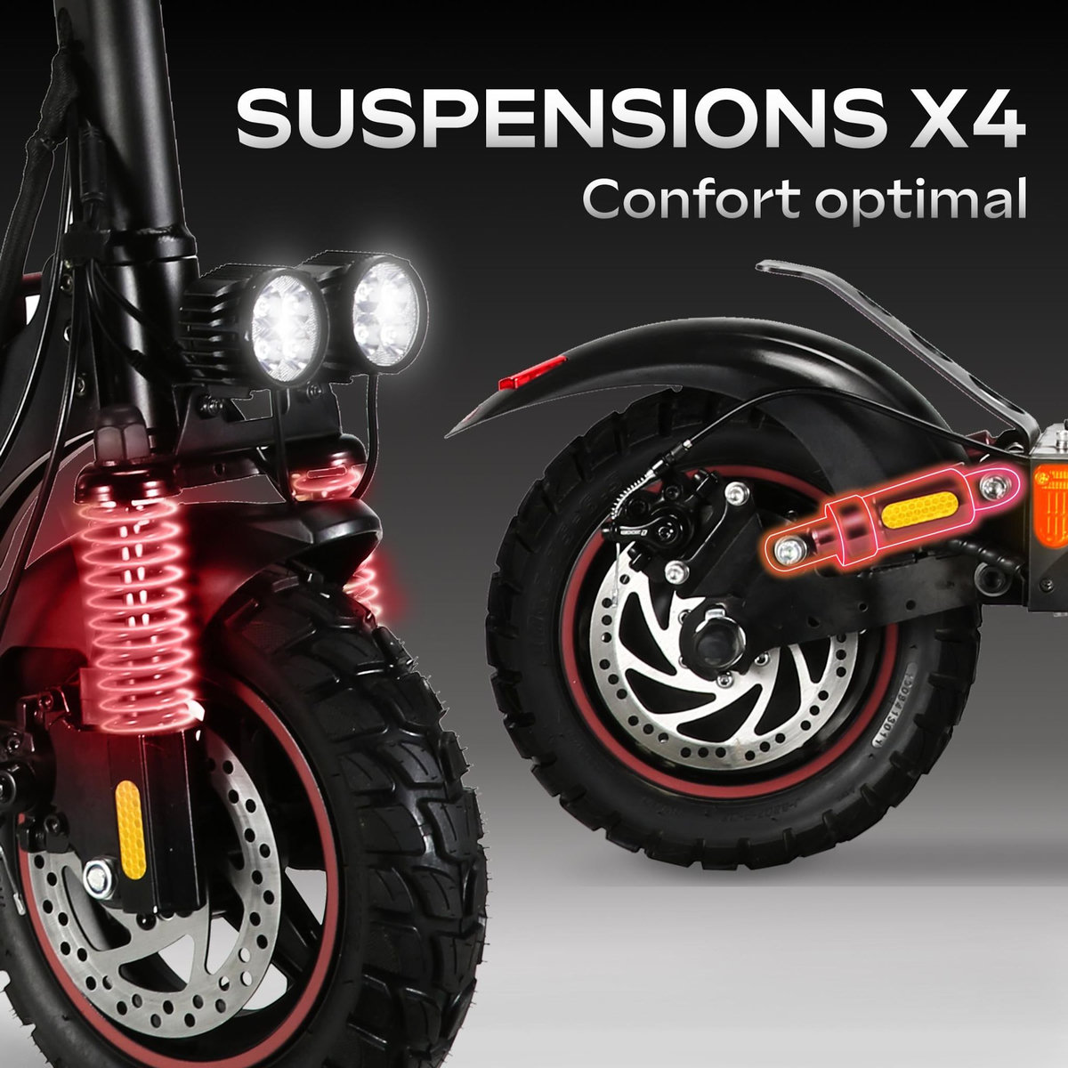 URBANGLIDE EBOOST GO – Trottinette électrique pliable 25 km/h avec autonomie 50 km et roues offroad 10