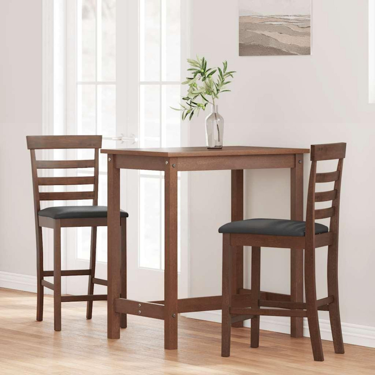 VIDAXL Tabourets de bar avec coussins 2 pcs marron bois massif d'hevea