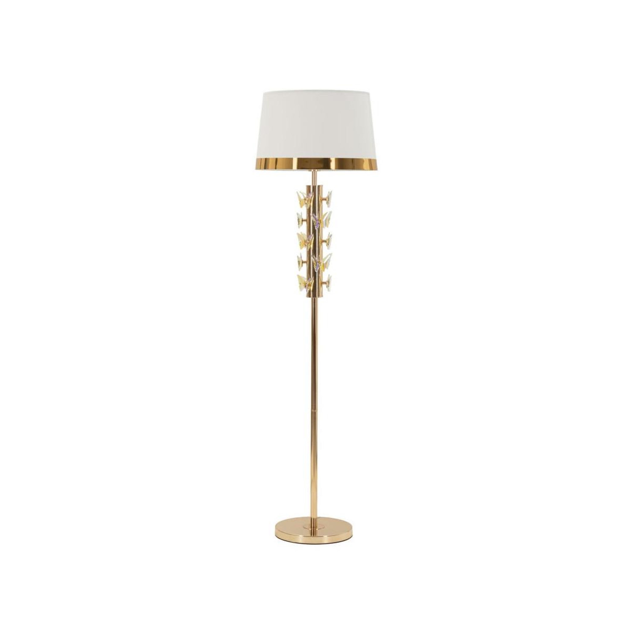 Paris Prix Lampadaire design  gold butterfly  157cm or & blanc