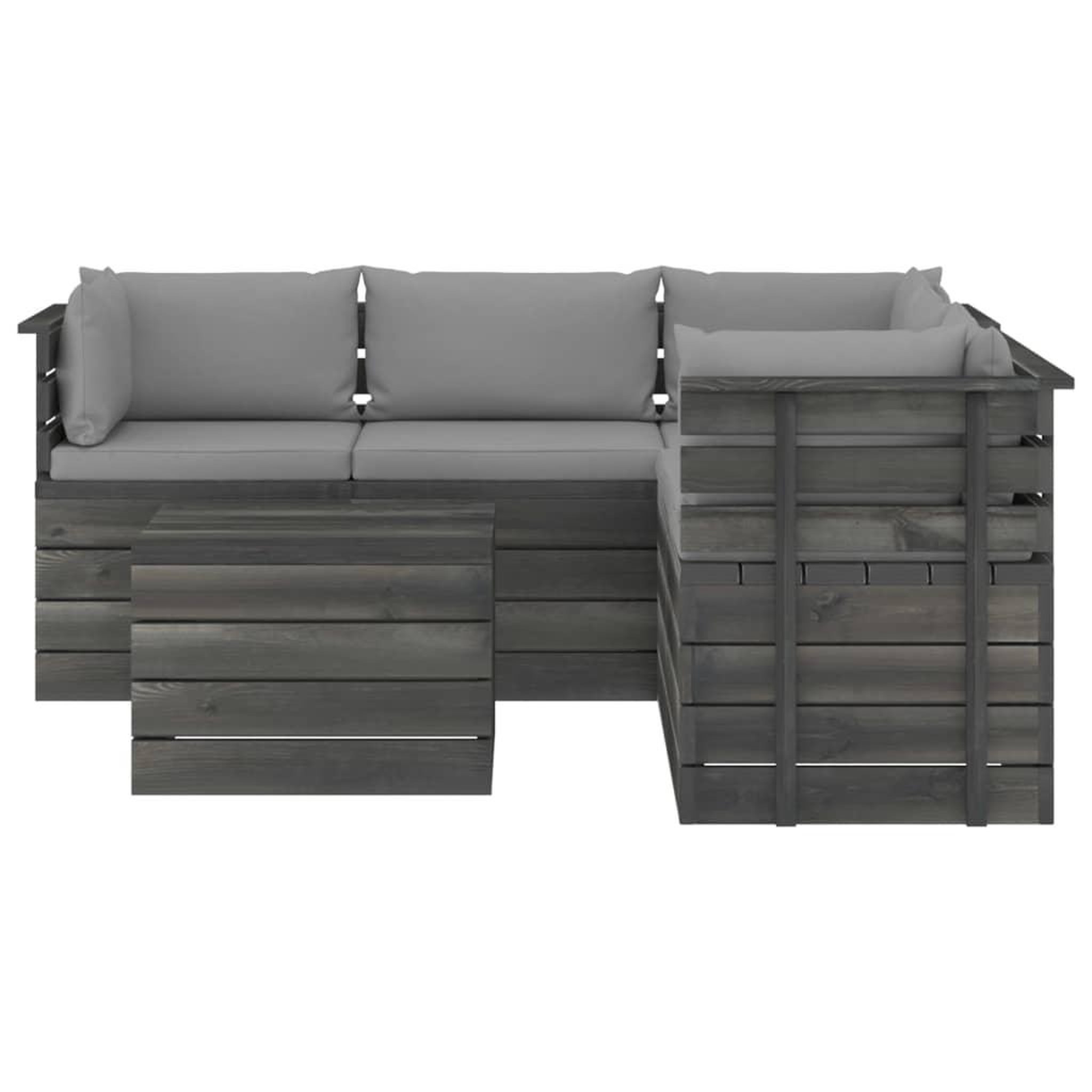 Voir la diapositive 3 : VIDAXL Salon palette de jardin 6 pcs avec coussins Bois de pin massif