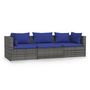 Voir la diapositive 2 : VIDAXL Canape 3 places avec coussins Gris Resine tressee
