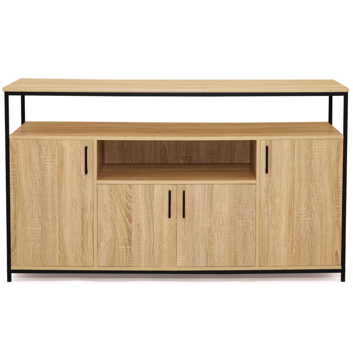 ID MARKET Buffet 4 portes 140 cm DETROIT avec niche design industriel