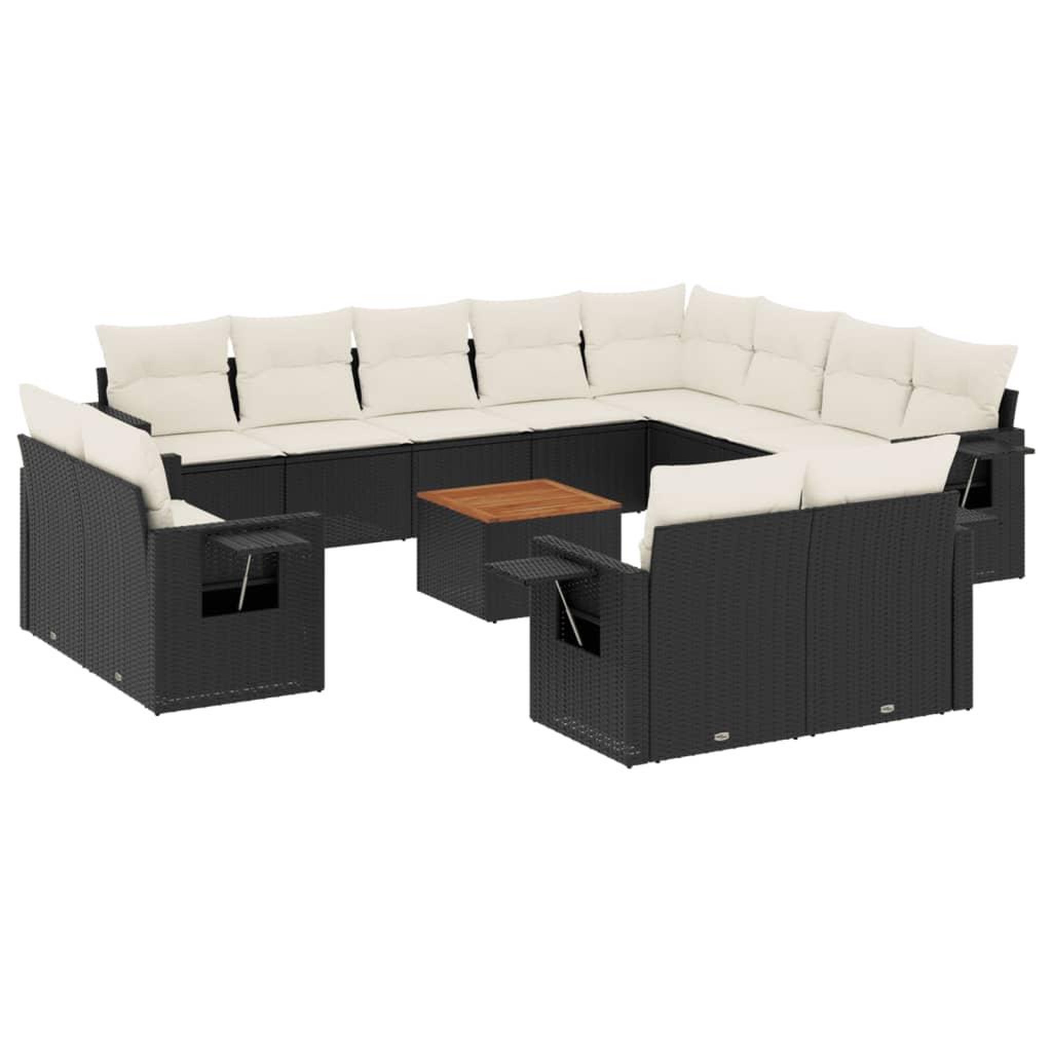 Voir la diapositive 2 : VIDAXL Salon de jardin avec coussins 13 pcs noir resine tressee