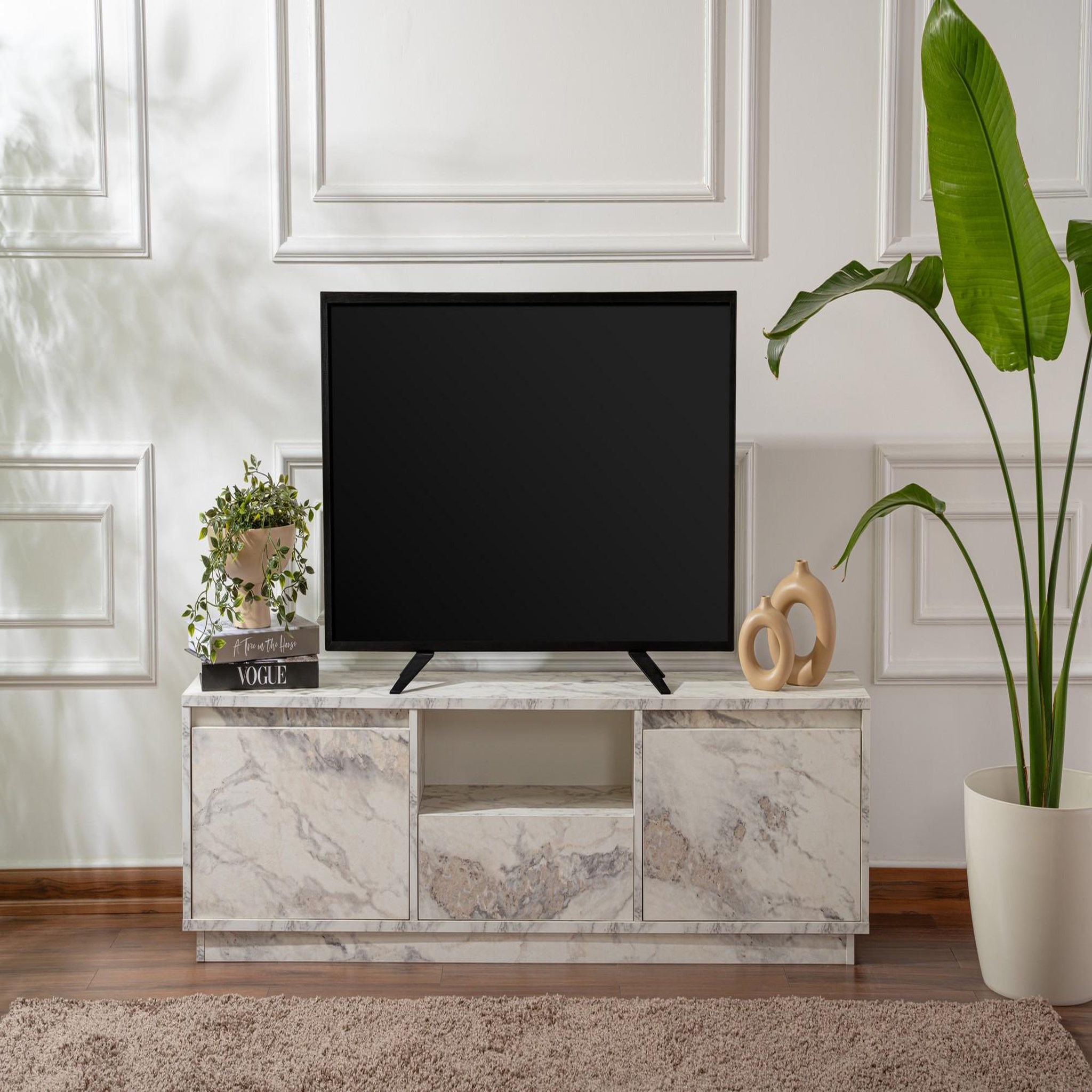 Voir la diapositive 3 : Habitat et Jardin Meuble tv en bois  vanguard  160 x 30 x 42 cm - marbre de freesia