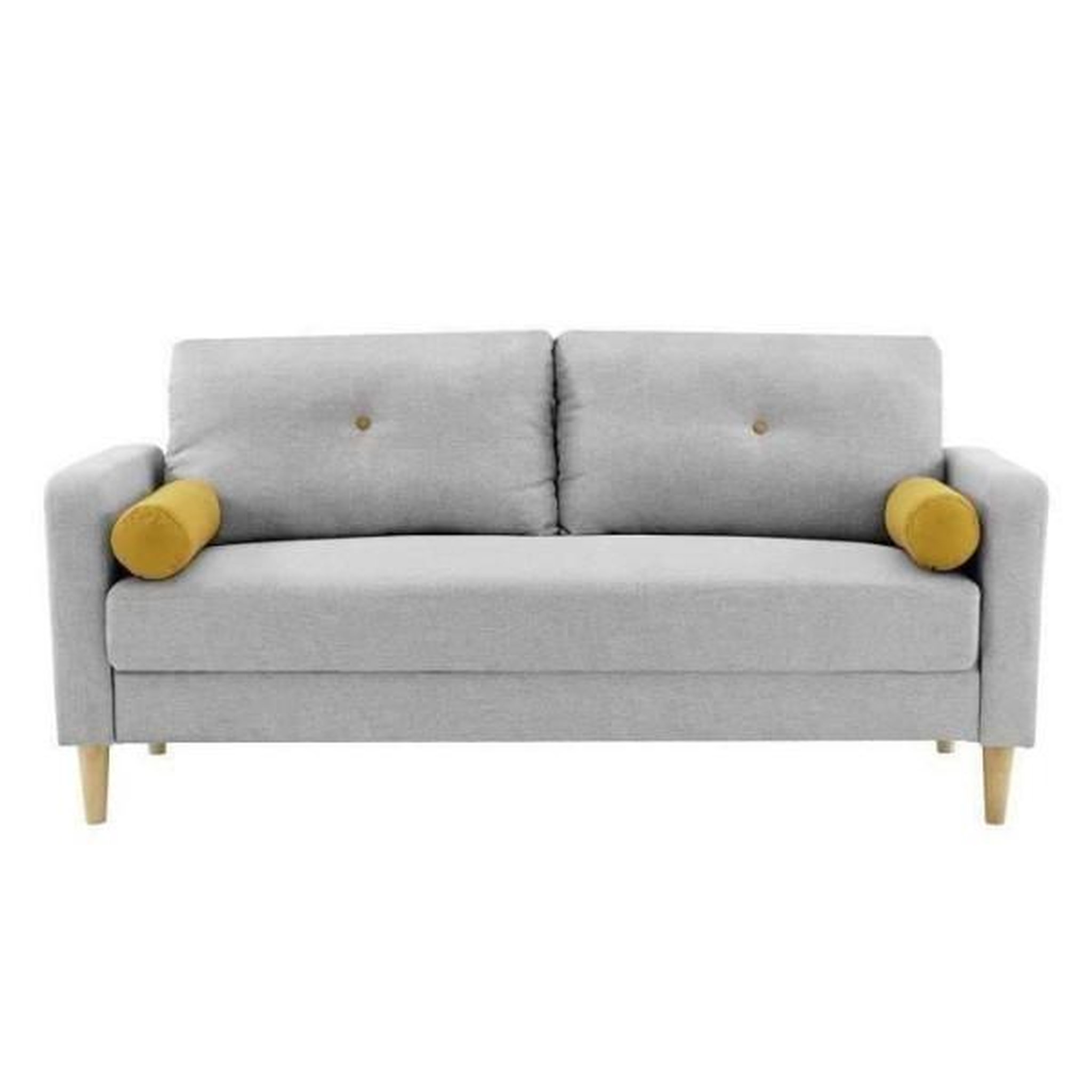 Voir la diapositive 1 : MARKET24 Canapé 3 places + 2 coussins - Tissu Gris clair - L 175 x P 80 x H 85 cm - COPENHAGUE