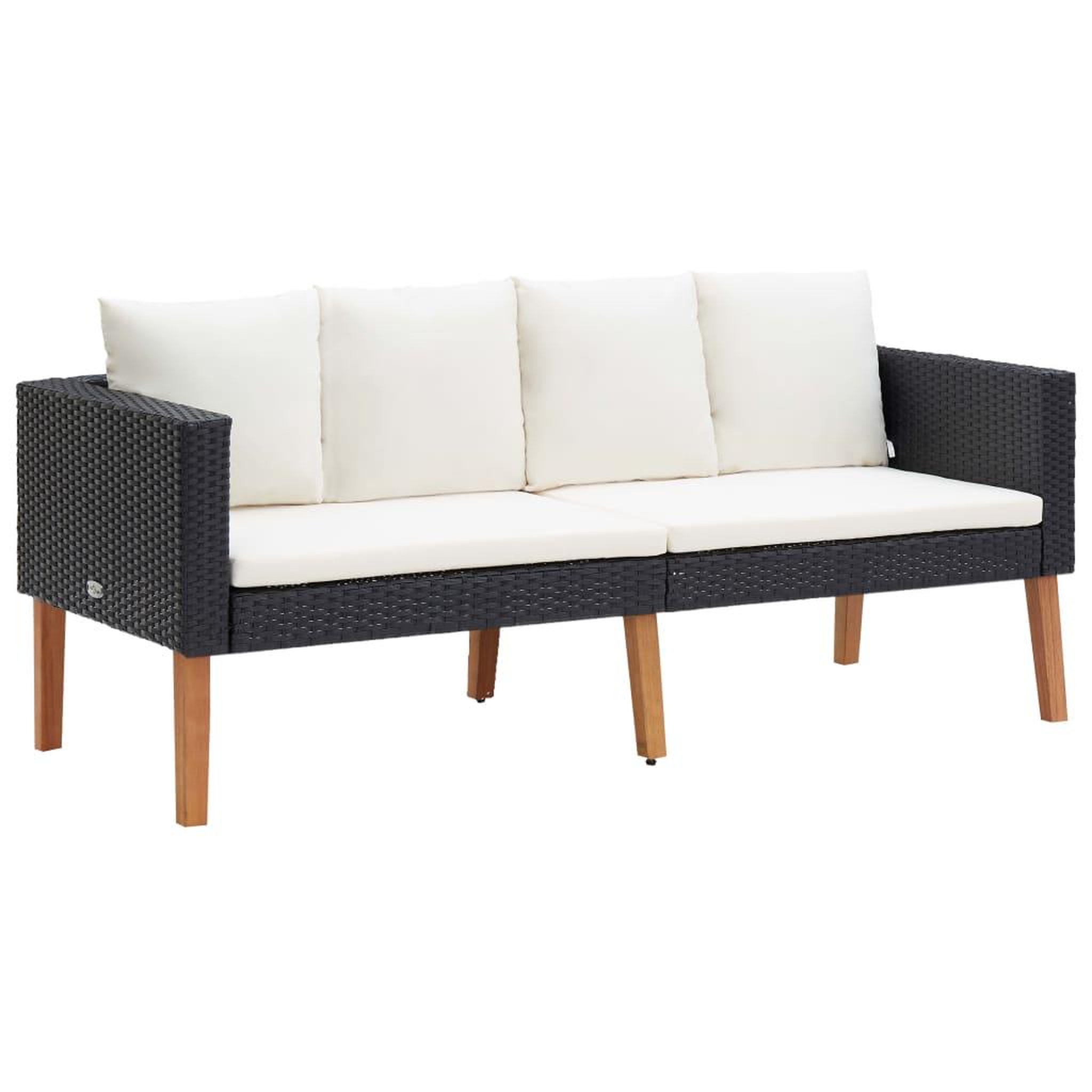Voir la diapositive 4 : VIDAXL Salon de jardin 3 pcs avec coussins Resine tressee Noir