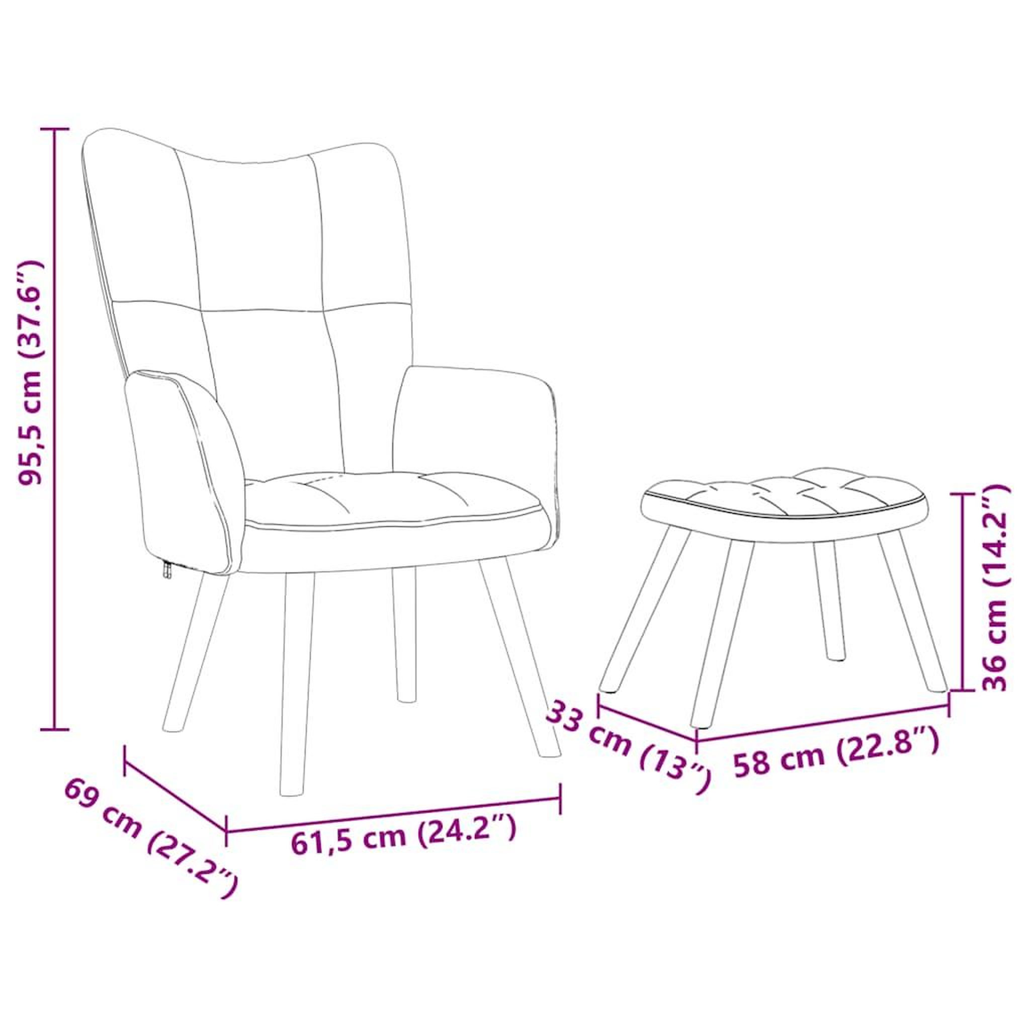 Voir la diapositive 6 : VIDAXL Chaise de relaxation avec repose-pied Taupe Tissu