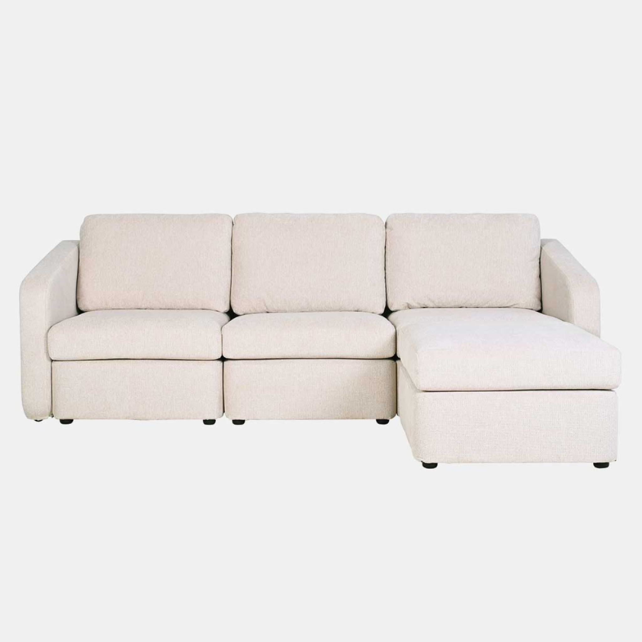 CONCEPT USINE Canapé 3 places modulable beige avec pouf konekt