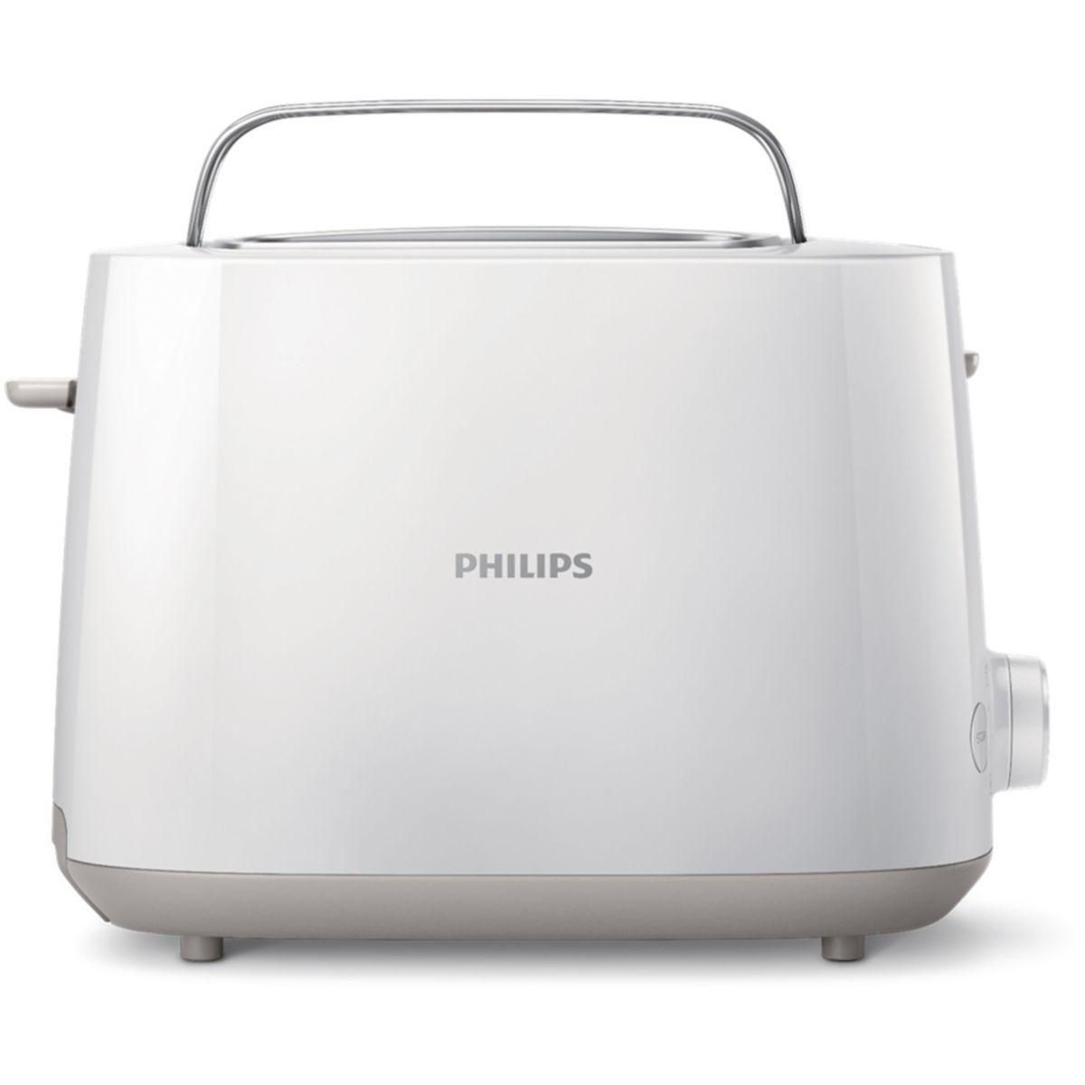 Philips Grille-pain HD2581/00 Toaster blanc Daily, 2 fentes, 830W