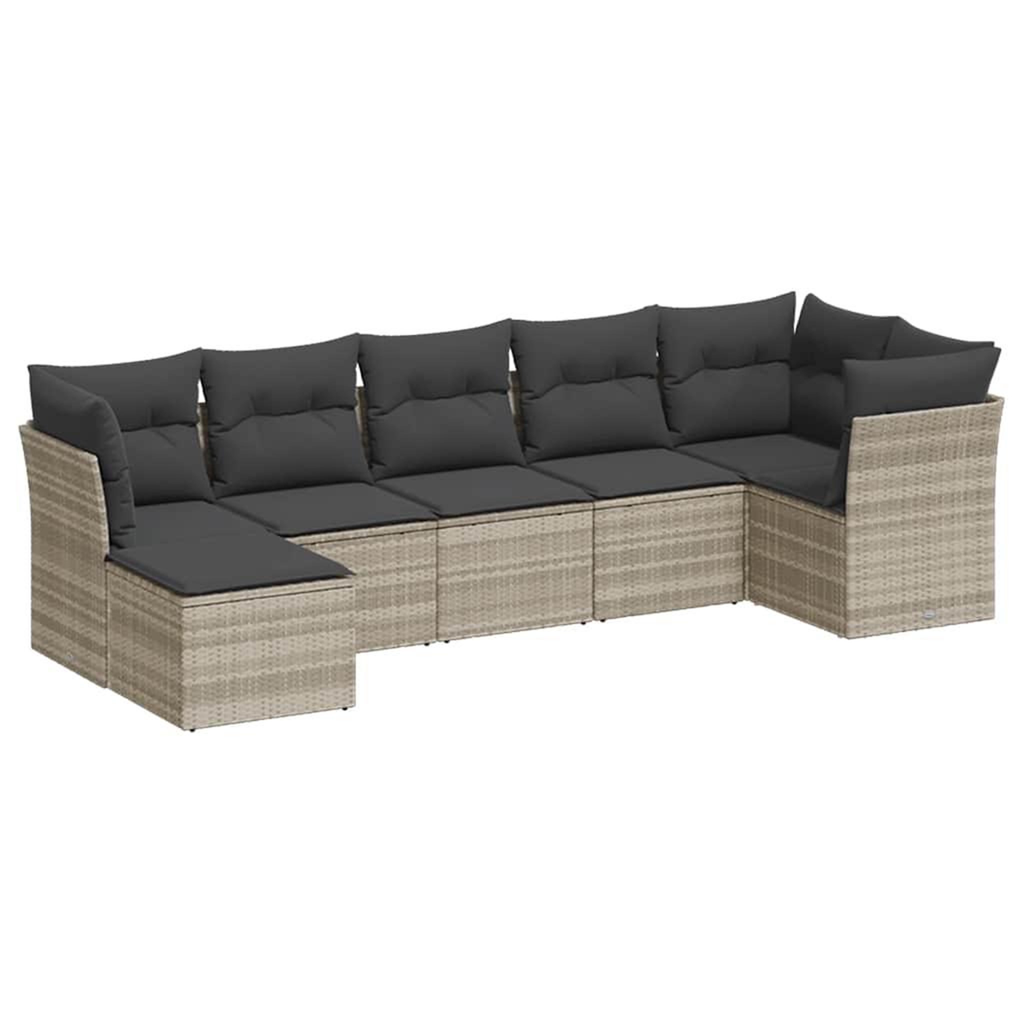 Voir la diapositive 2 : VIDAXL Salon de jardin avec coussins 7 pcs gris clair resine tressee