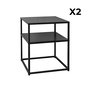 Voir la diapositive 4 : SWEEEK Lot de 2 Tables de chevet en métal noir. 1 étagère. INDUSTRIELLE L 43 x l 40 x H 52cm