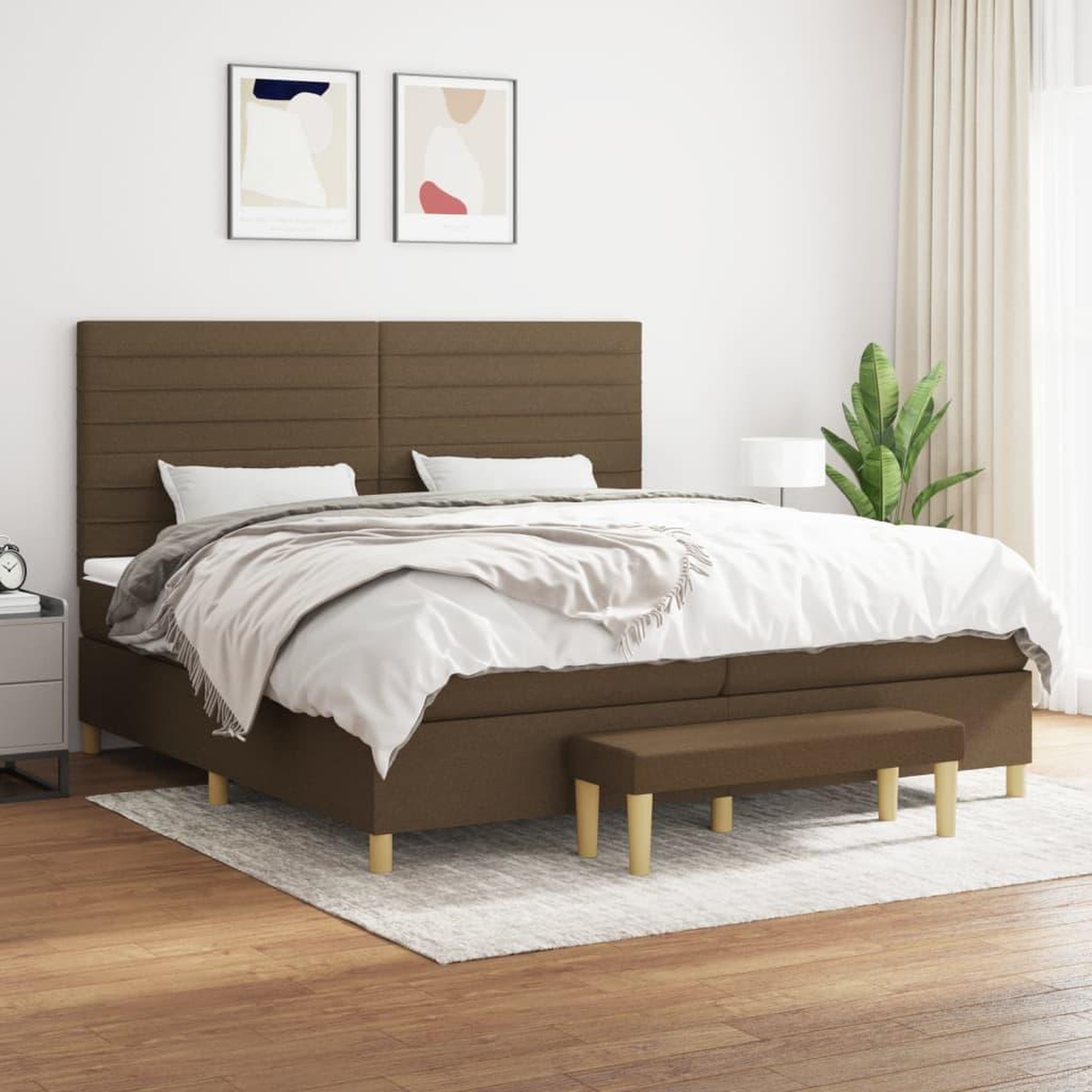 Voir la diapositive 1 : VIDAXL Sommier a lattes de lit avec matelas Marron fonce 200x200 cm