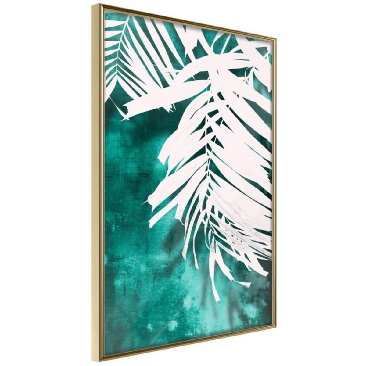 Paris Prix Affiche Murale Encadrée  White Palm on Teal Background