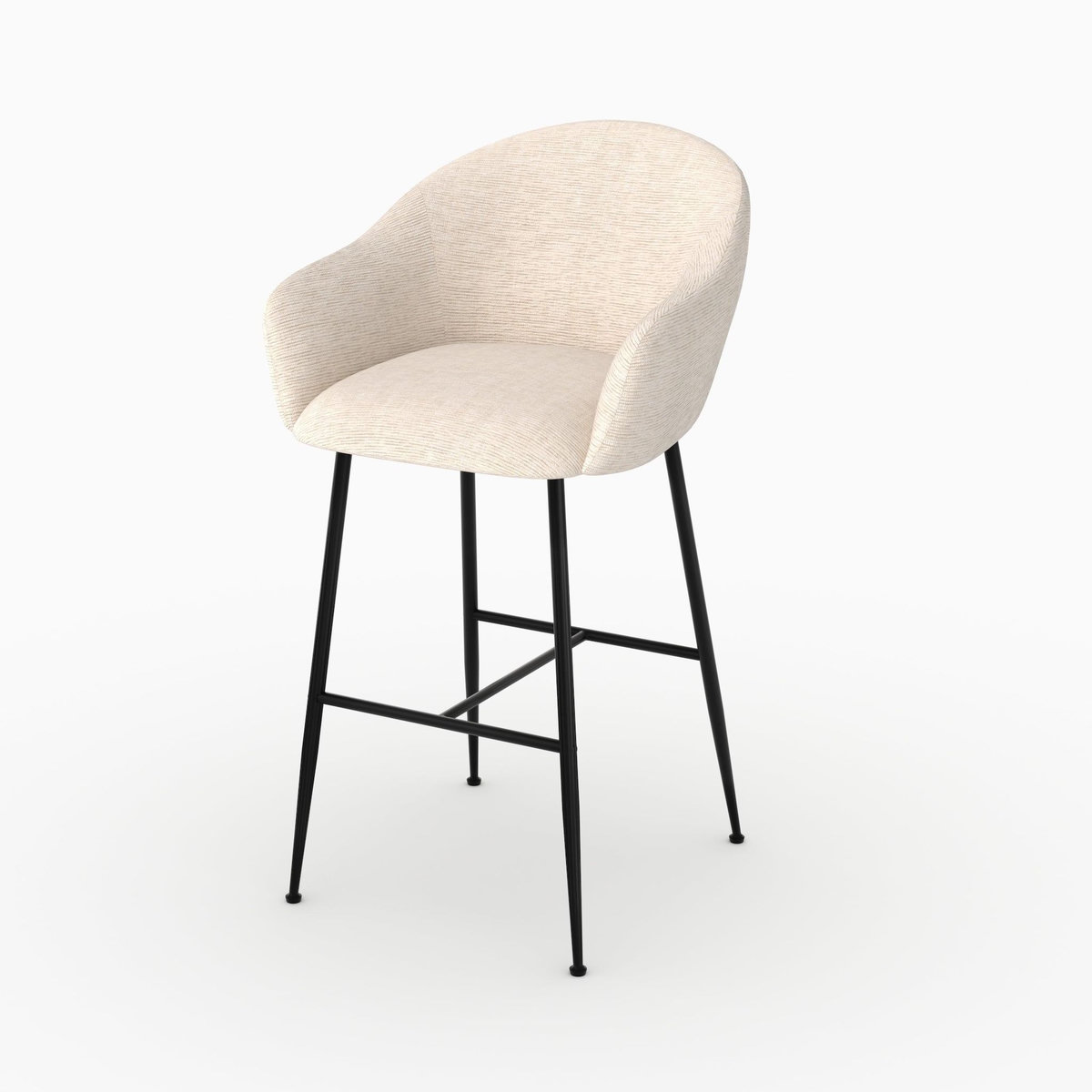 Rendez vous déco Chaise de bar en tissu blanc chiné 76 cm - Socky