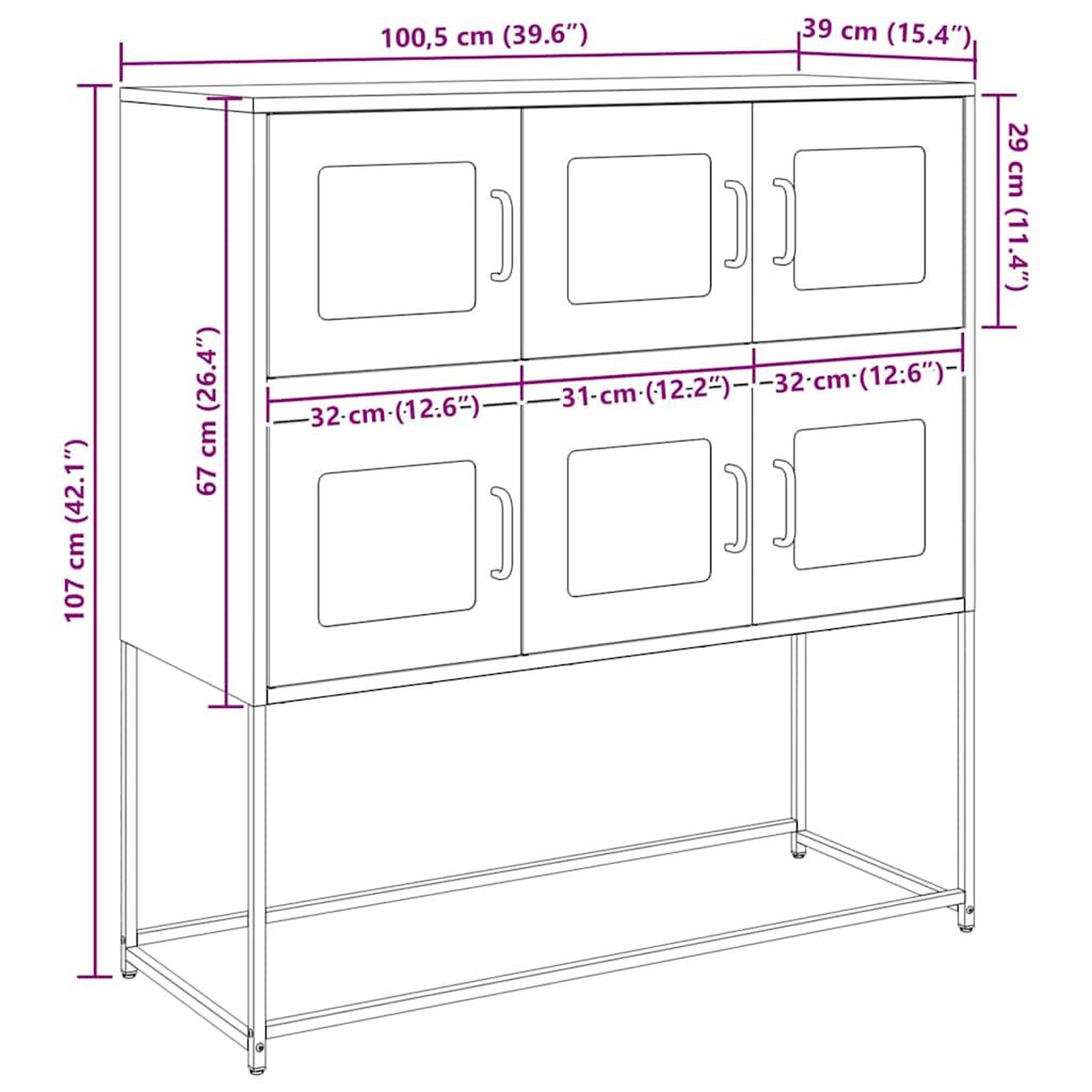Voir la diapositive 6 : VIDAXL Buffet vert olive 100,5x39x107 cm acier lamine a froid