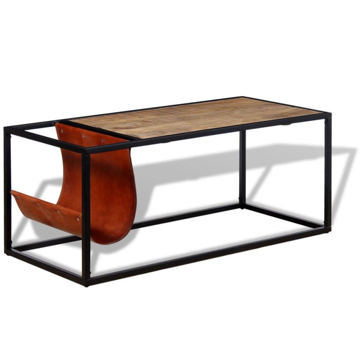 VIDAXL Table basse avec porte-revues Cuir veritable 110x50x45 cm