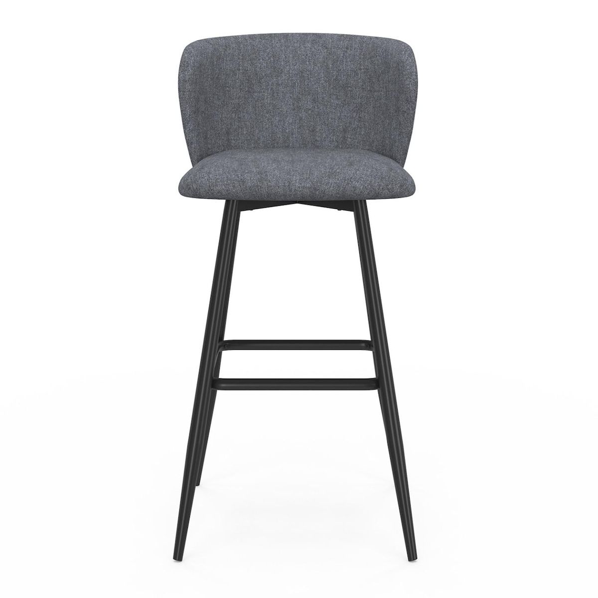 ID MARKET Lot de 4 tabourets de bar OMBLINE assise en tissu gris foncé et pieds en métal noir