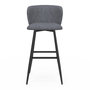 Voir la diapositive 3 : ID MARKET Lot de 4 tabourets de bar OMBLINE assise en tissu gris foncé et pieds en métal noir