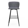 Voir la diapositive 3 : ID MARKET Lot de 4 tabourets de bar OMBLINE assise en tissu gris foncé et pieds en métal noir