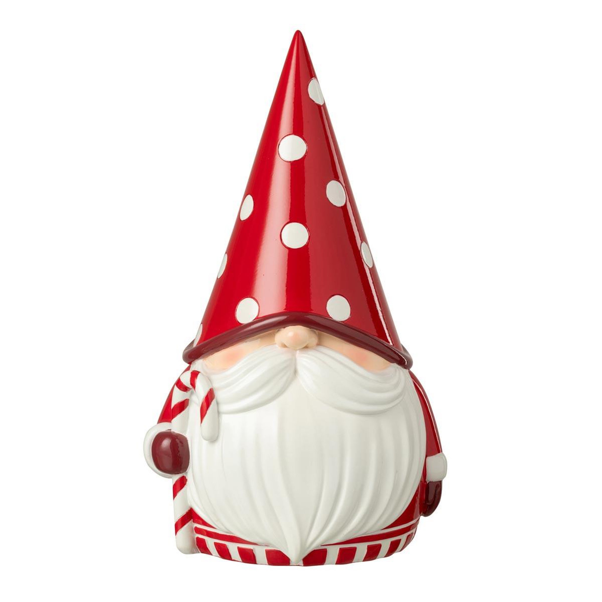 J-LINE Gnome père-noël  pois  41cm rouge & blanc