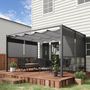 Voir la diapositive 2 : OUTSUNNY Pergola rétractable 3,9L x 2,9l x 2,2H m structure alu. acier époxy noir double toile polyester haute densité gris