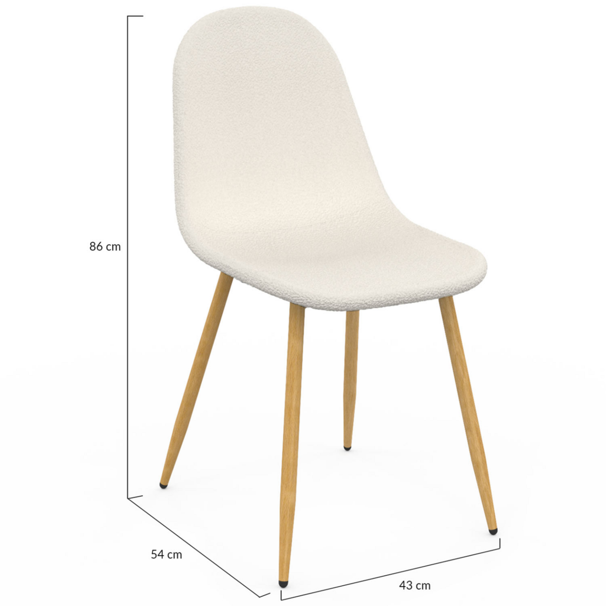 ID MARKET Lot de 6 chaises DARI en tissu bouclette pour salle à manger