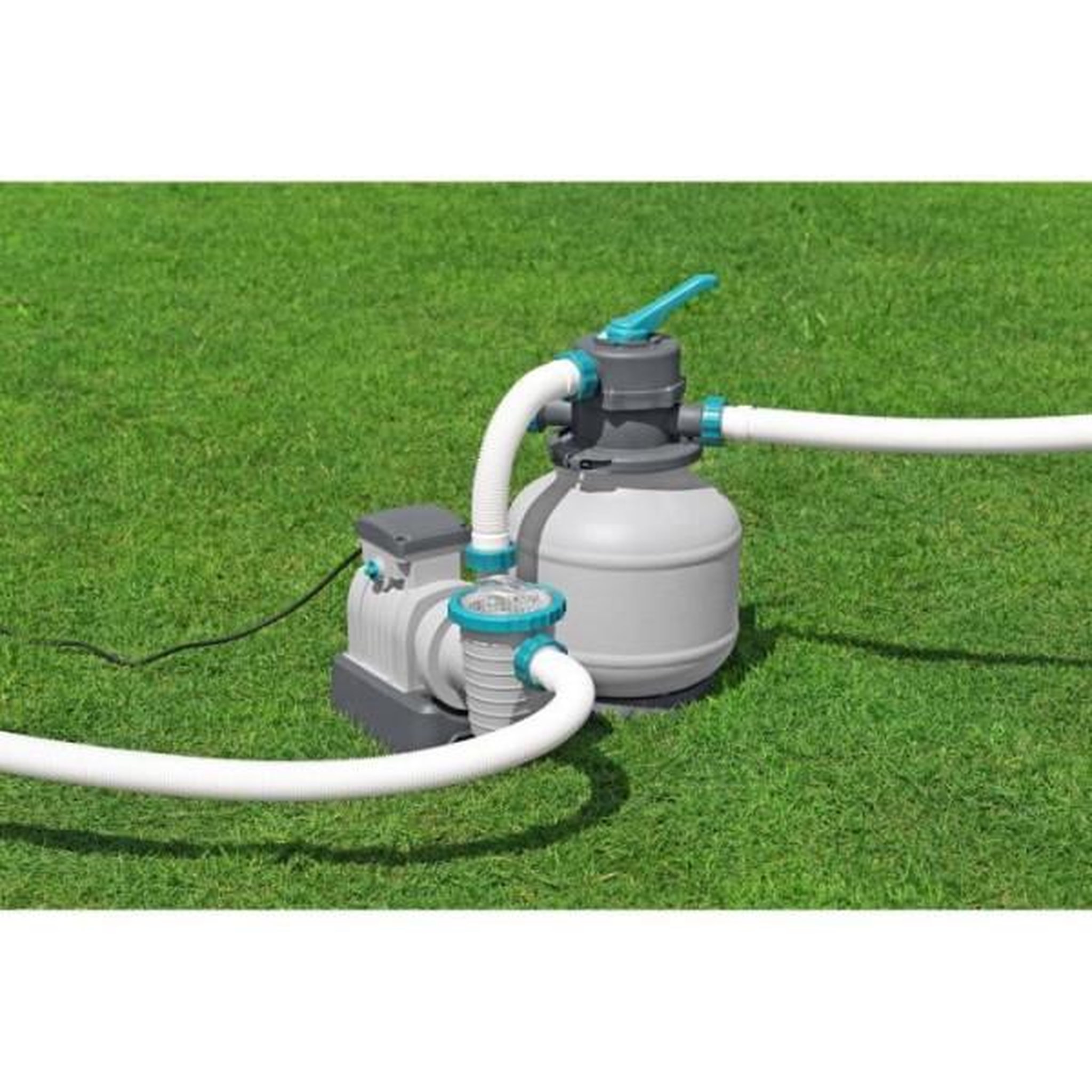 Voir la diapositive 2 : BESTWAY Filtre a sable / pompe de filtration pour piscine jusqu'a 54 m3- Bestway - 8 327 L/h - Avec préfiltre