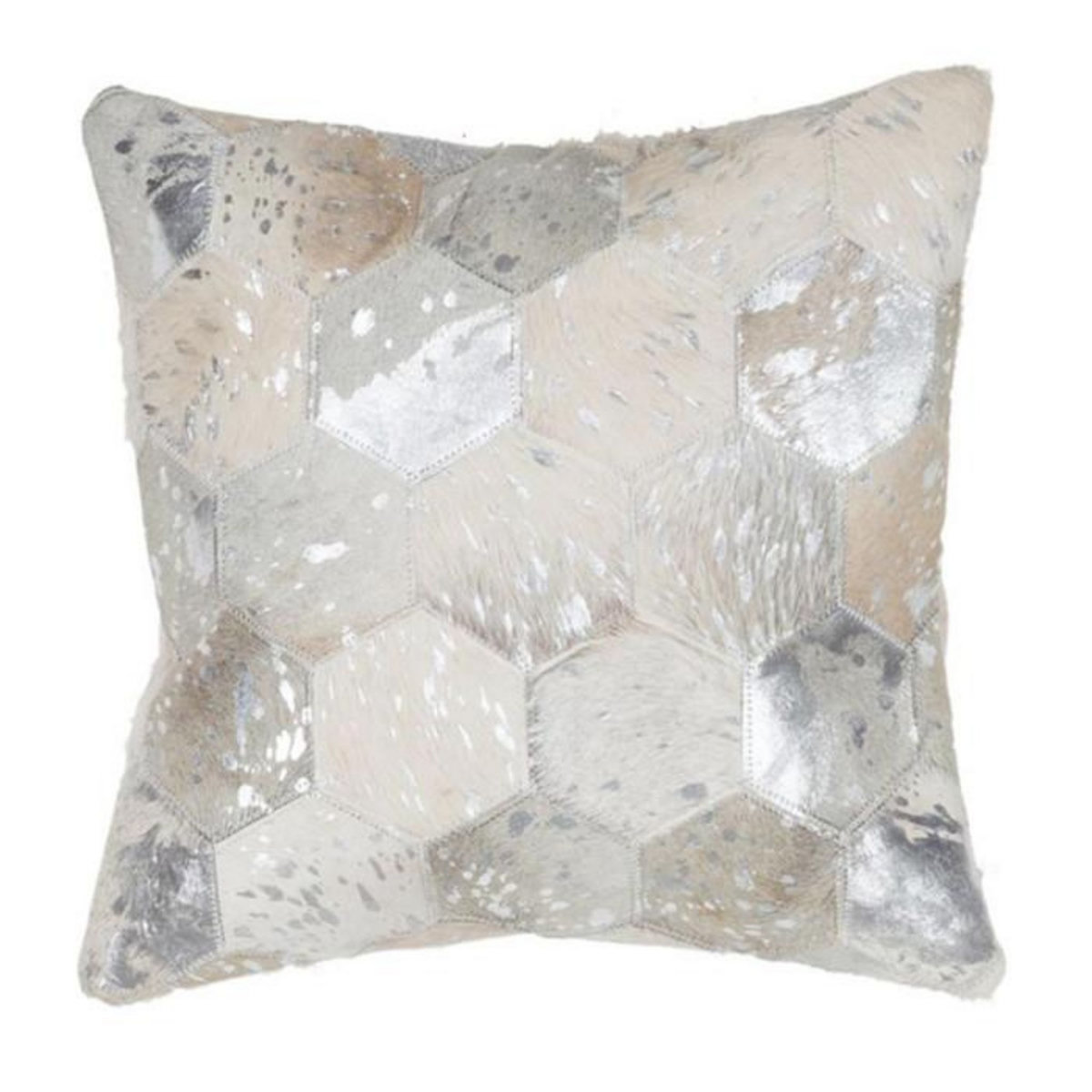 Paris Prix Coussin Déco en Cuir  Spark  45x45cm Argent