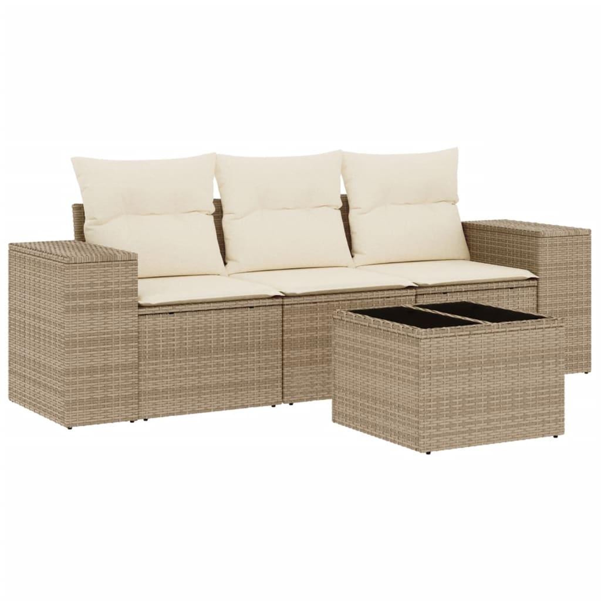 Voir la diapositive 2 : VIDAXL Salon de jardin avec coussins 4 pcs beige resine tressee