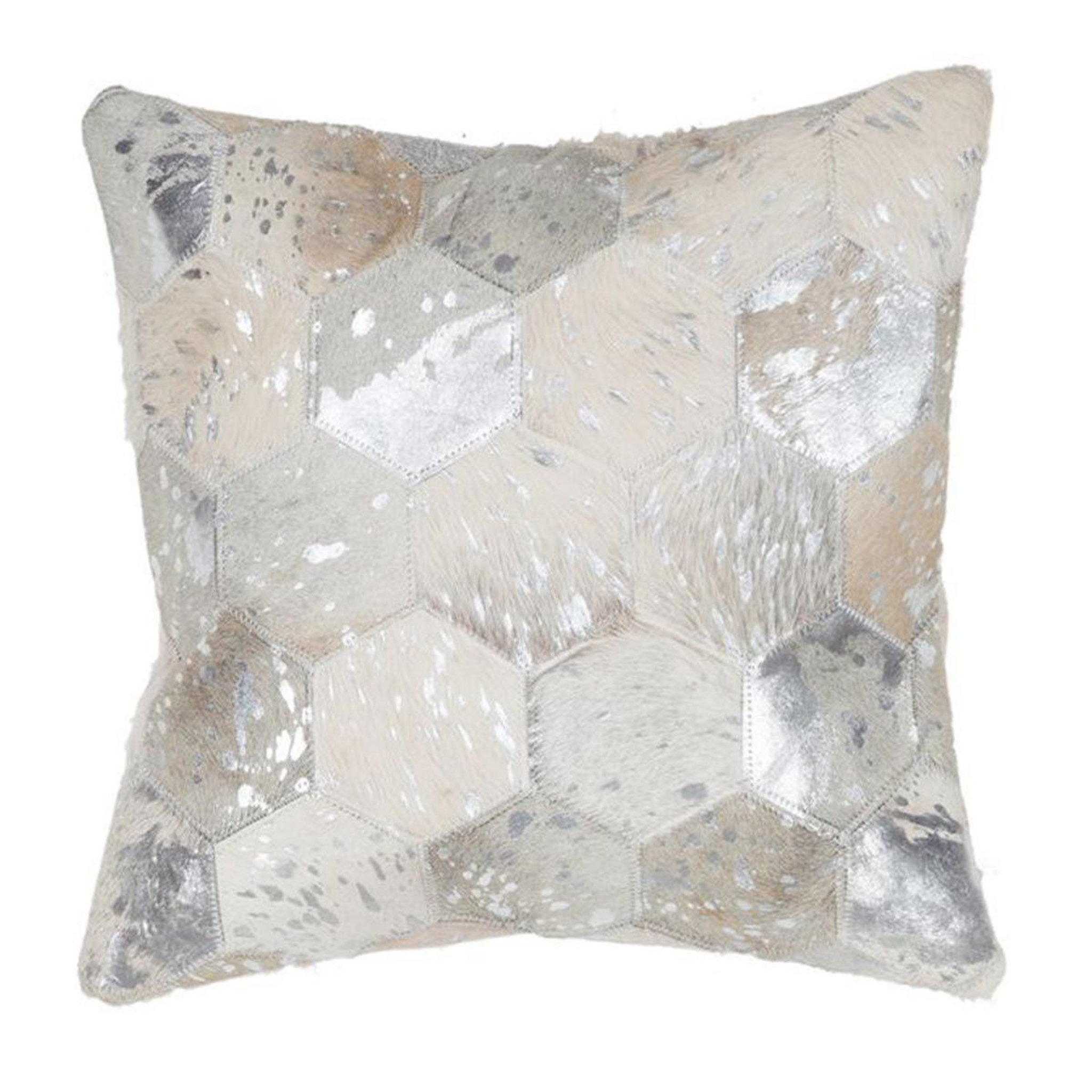 Voir la diapositive 1 : Paris Prix Coussin Déco en Cuir  Spark  45x45cm Argent