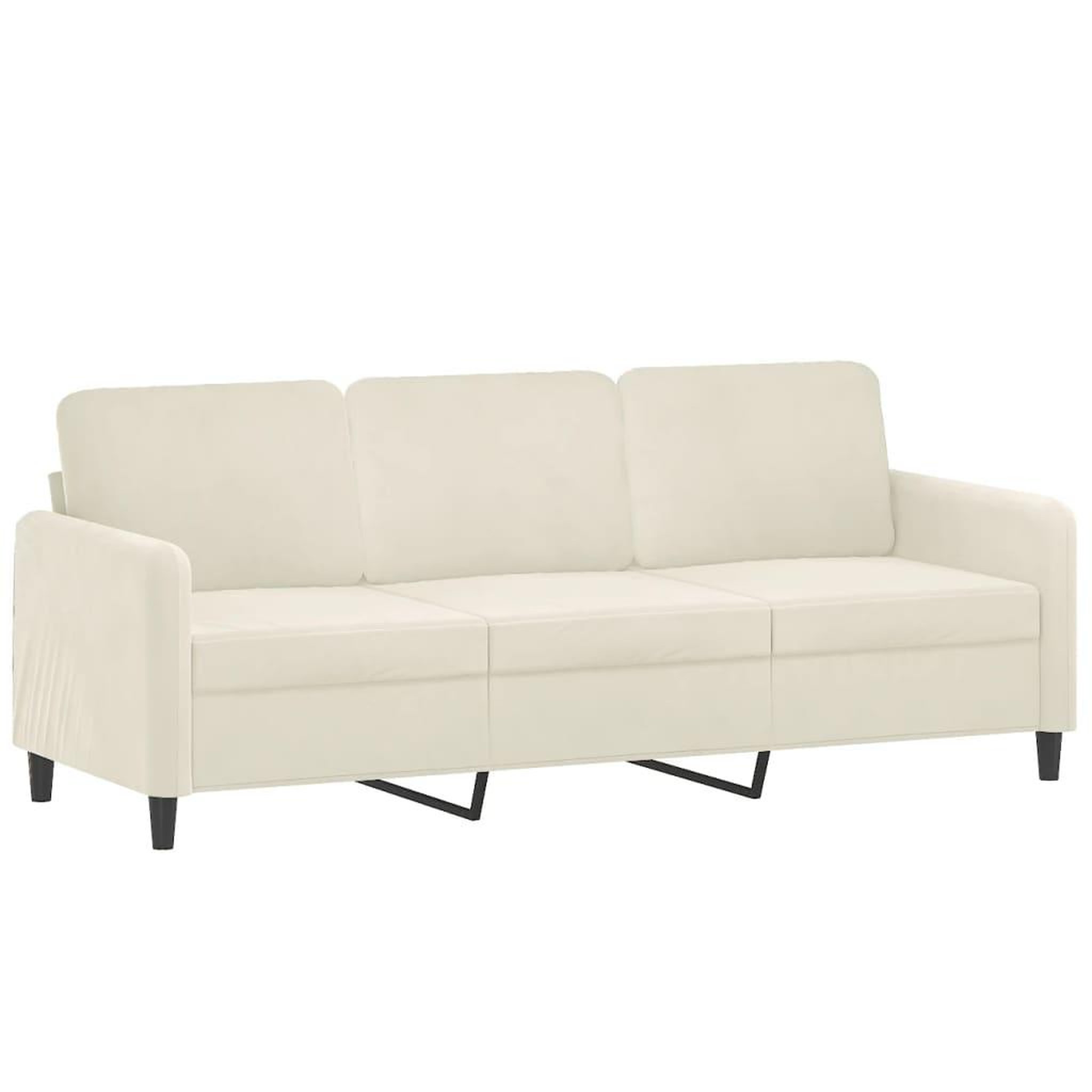 Voir la diapositive 4 : VIDAXL Canape 3 places avec oreillers decoratifs creme 180 cm velours