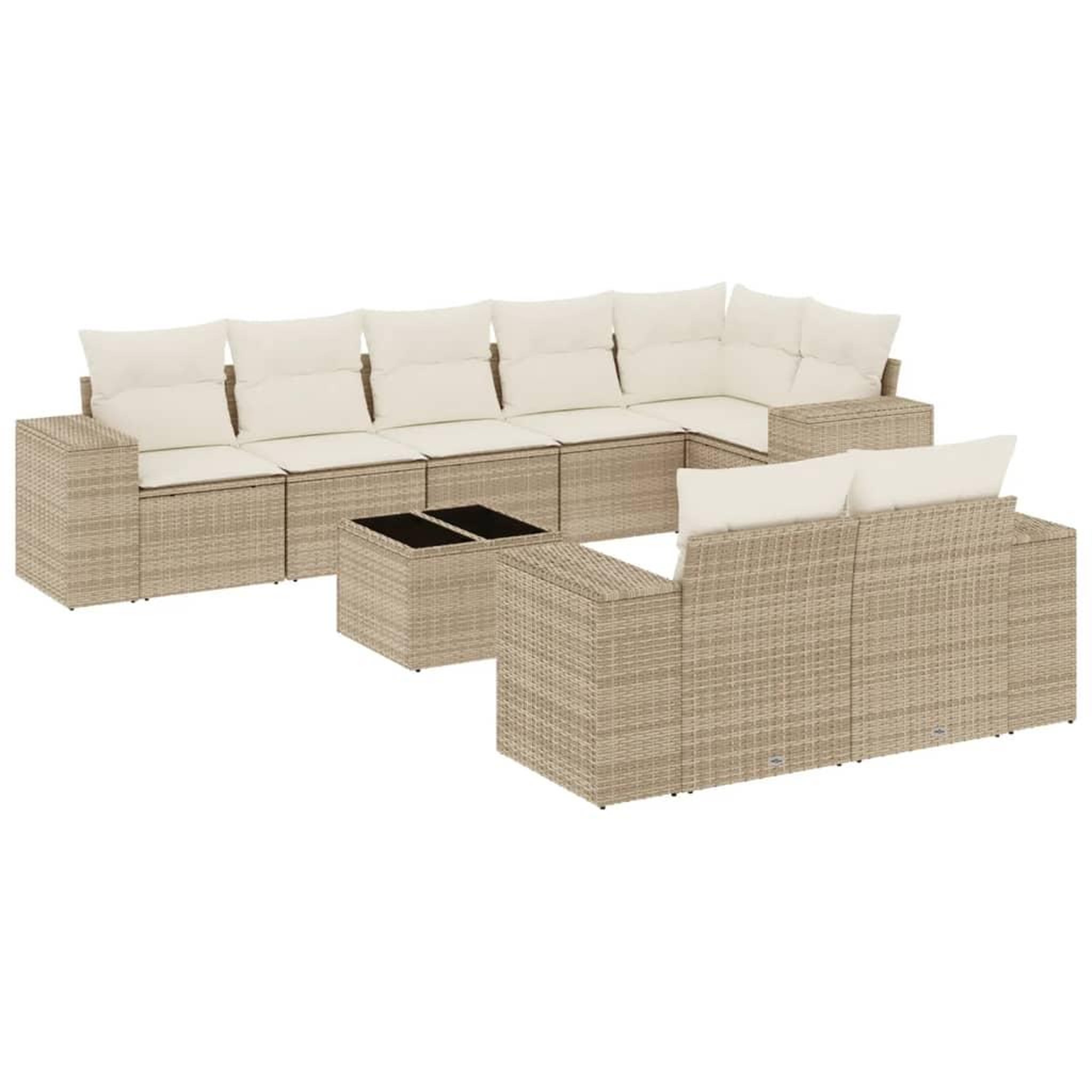 Voir la diapositive 2 : VIDAXL Salon de jardin avec coussins 9 pcs beige resine tressee