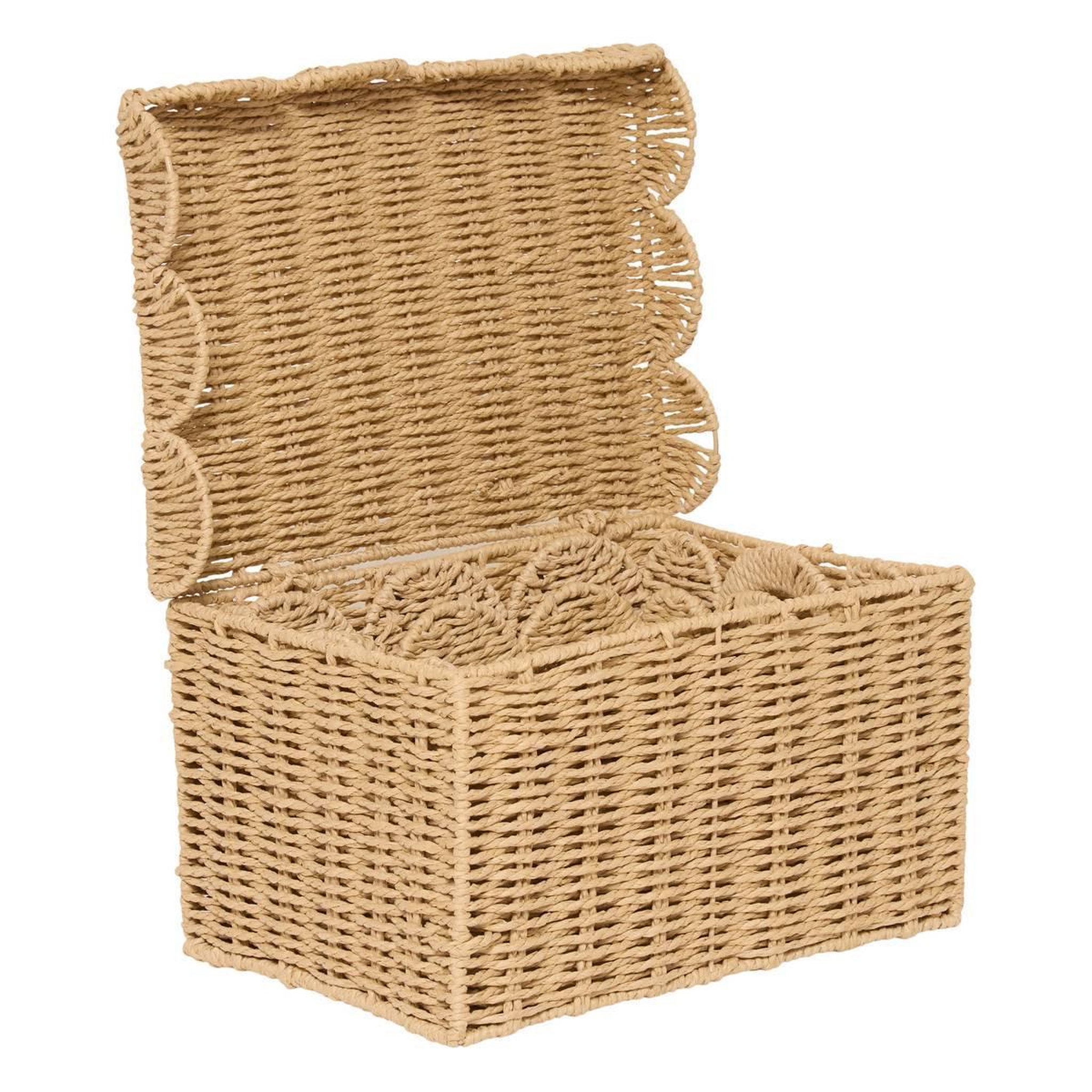 Voir la diapositive 4 : ATMOSPHERA Lot de 3 cagettes à festons  cyrielle  35cm naturel
