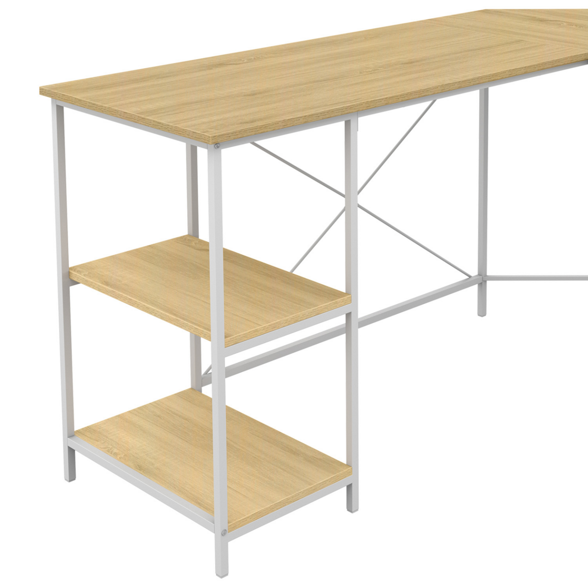 ID MARKET Bureau d'angle en forme de L DETROIT design industriel bois et métal blanc