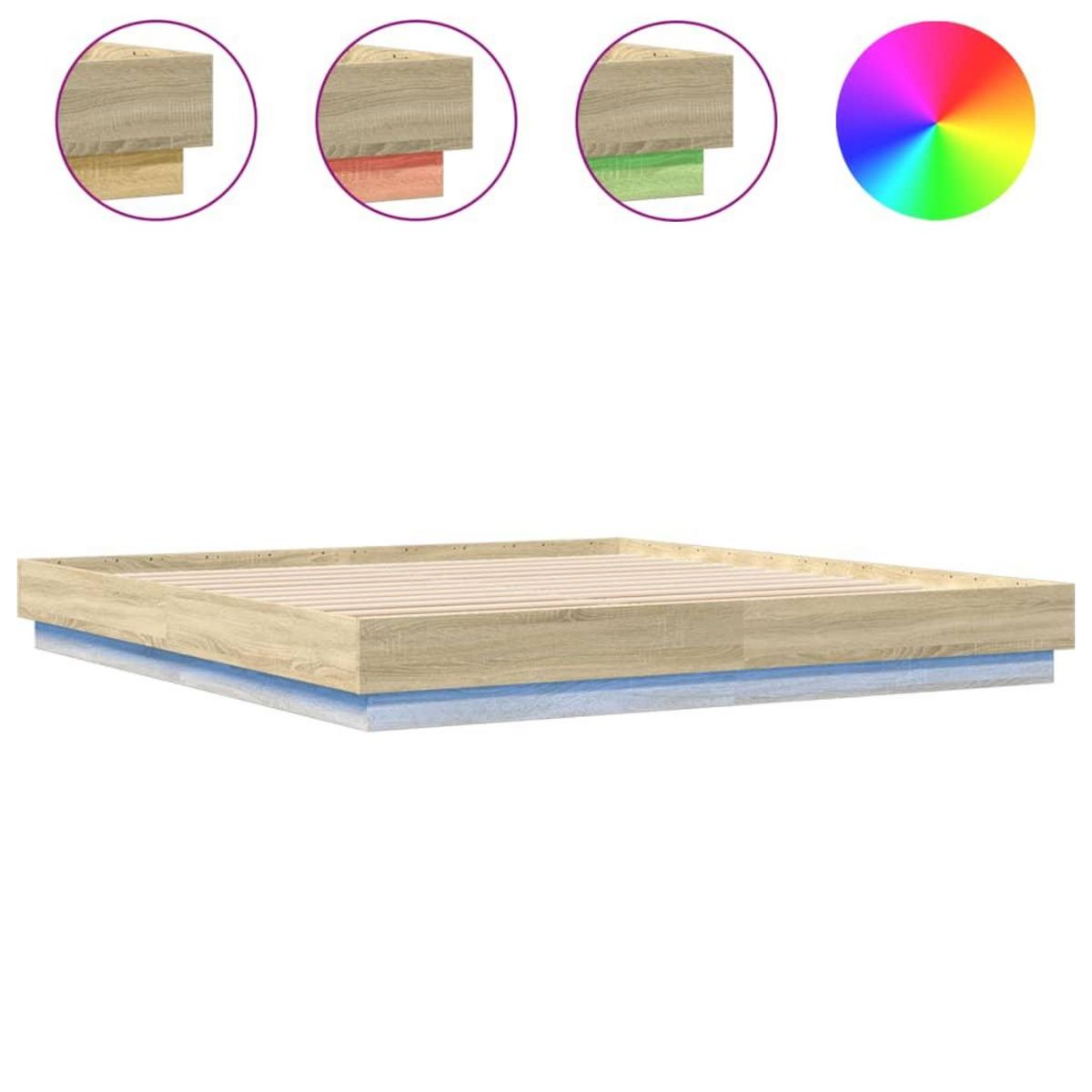 VIDAXL Cadre de lit avec LED sans matelas chene sonoma 180x200 cm