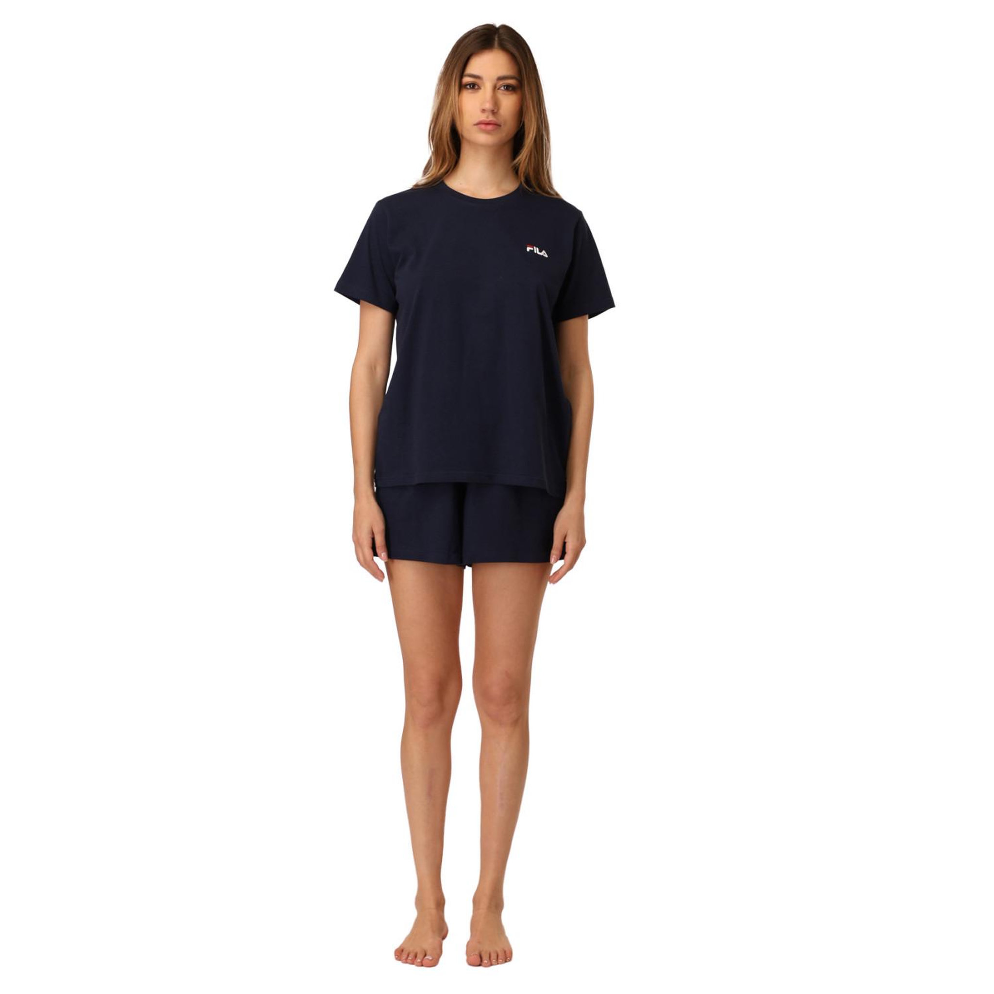 Voir la diapositive 4 : FILA Ensemble de pyjama court femme Navy