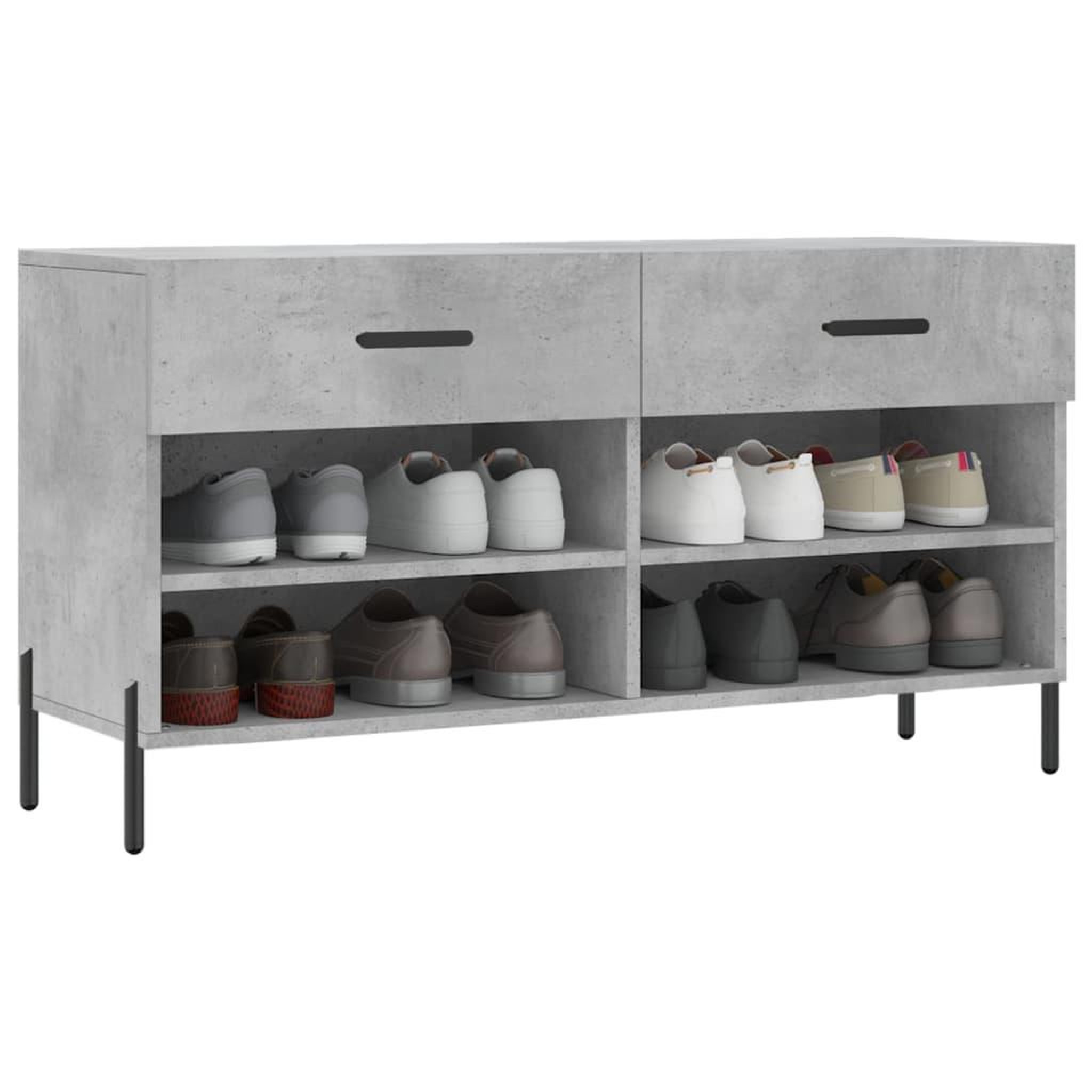 Voir la diapositive 3 : VIDAXL Banc a chaussures gris beton 102x35x55 cm bois d'ingenierie